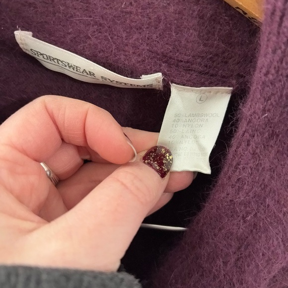 Purple lambswool angora blend tie front sweater - Picture 4 of 5